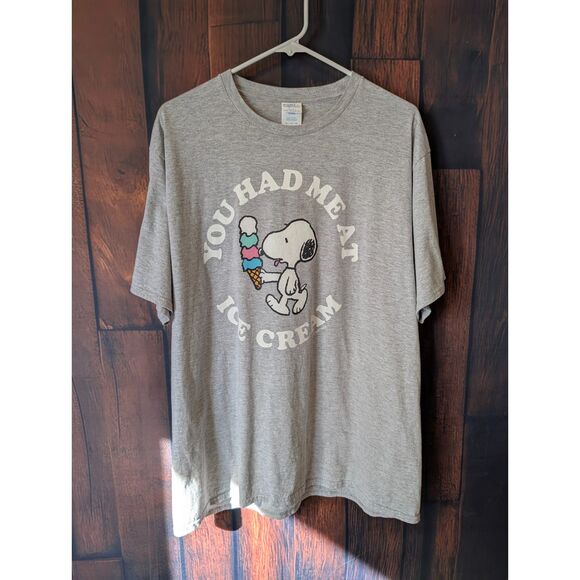Snoopy gray short sleeve "You had me at ice cream" graphic women's XL shirt - Picture 1 of 4